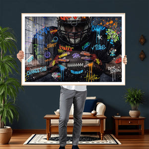 Graffiti American Football Player Street Art Wall Art Canvas