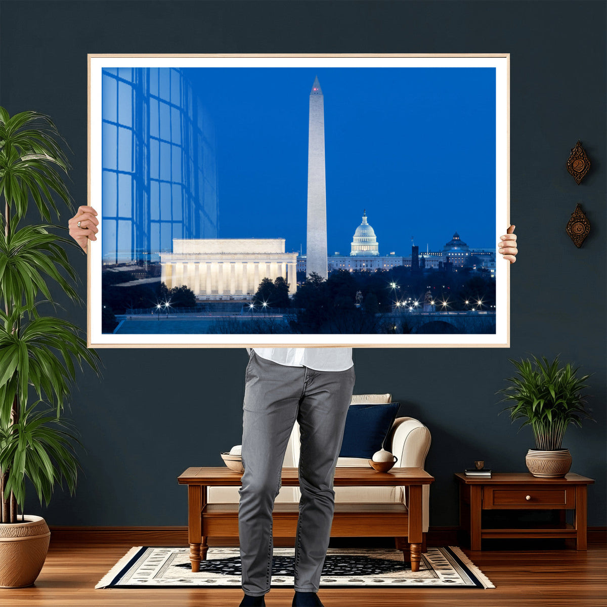 Washington DC Skyline Wall Art Canvas Print – Lincoln