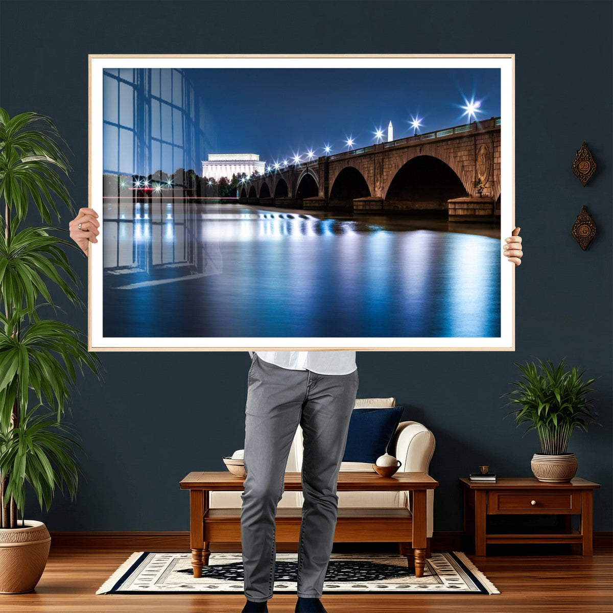 Washington DC Wall Art Canvas Print – Lincoln Memorial Night