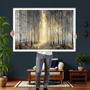 Abstract Birch Forest Wall Art Canvas Print – Modern Neutral