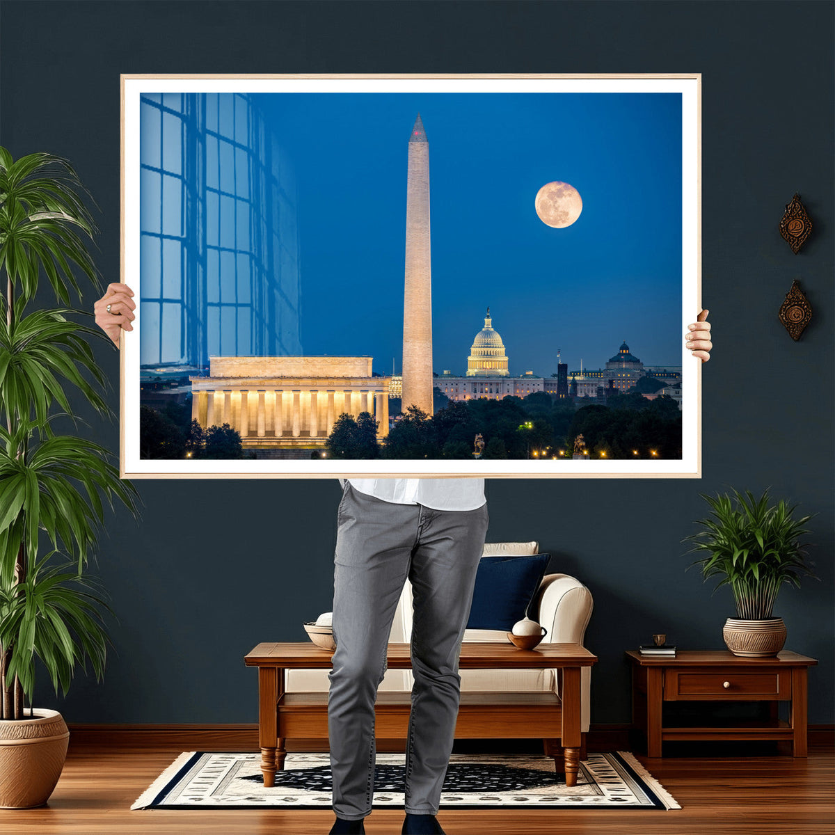 Washington DC Skyline Wall Art Canvas Print – Lincoln