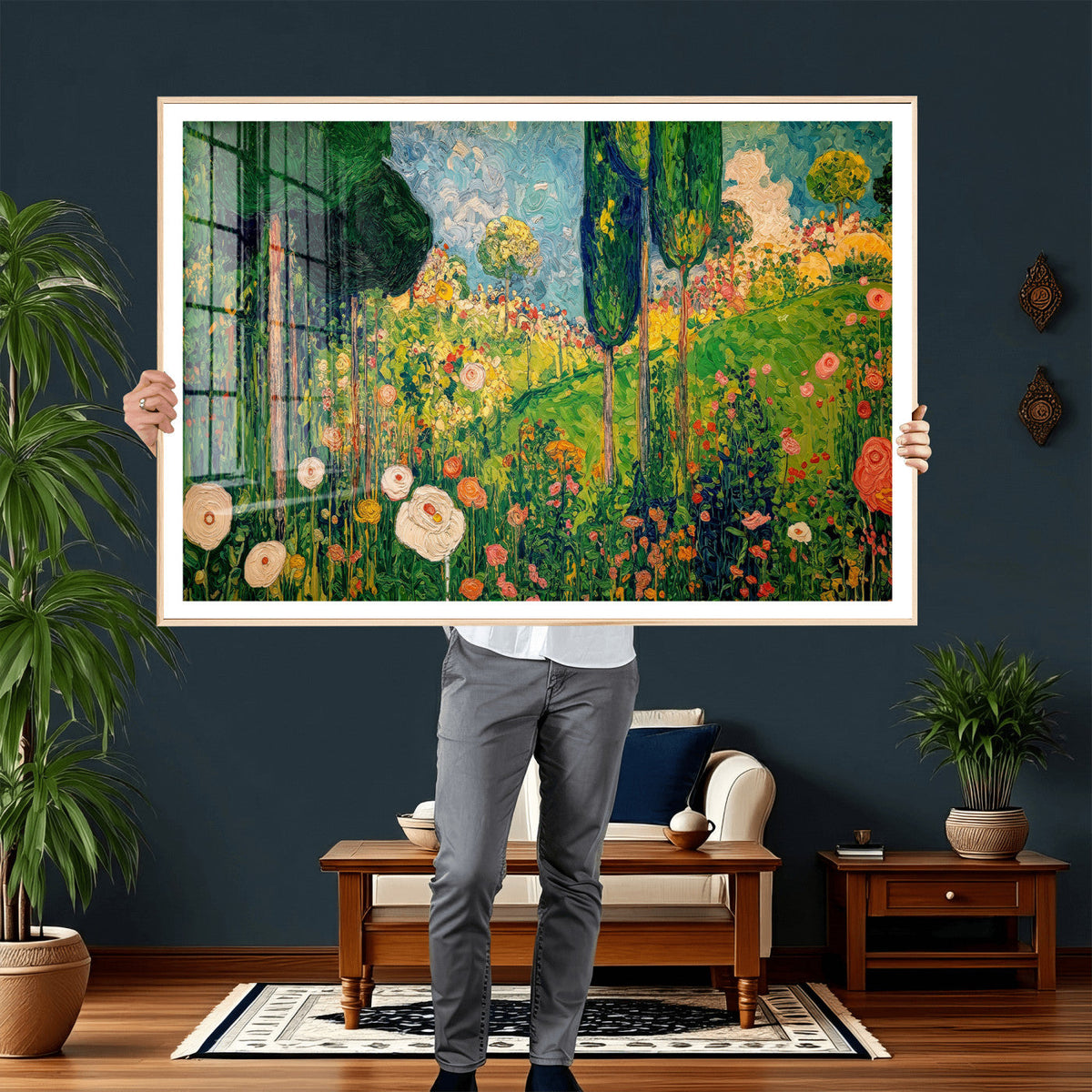 Gustav Klimt Boho Mountain Landscape Large Wall Art,