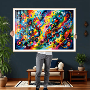 Geometric Abstract Wall Art Canvas Print, Bold Color