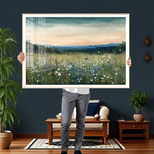 Wildflower Meadow Oil Painting Canvas — Daisy Lavender