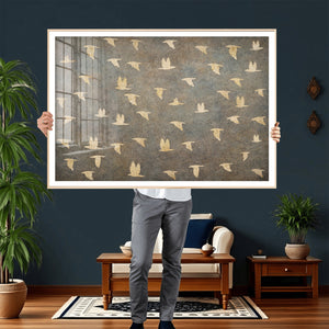 Flying Birds Canvas Wall Art, Vintage Bird Flock Pattern