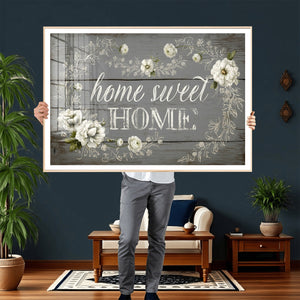 Home Sweet Home Wall Art Canvas Print, Floral Farmhouse