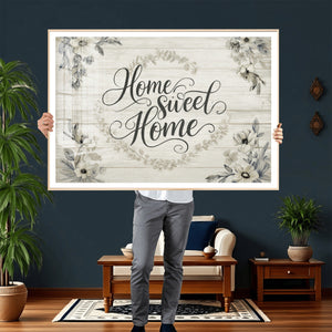 Home Sweet Home Wall Art Canvas Print, Floral Farmhouse