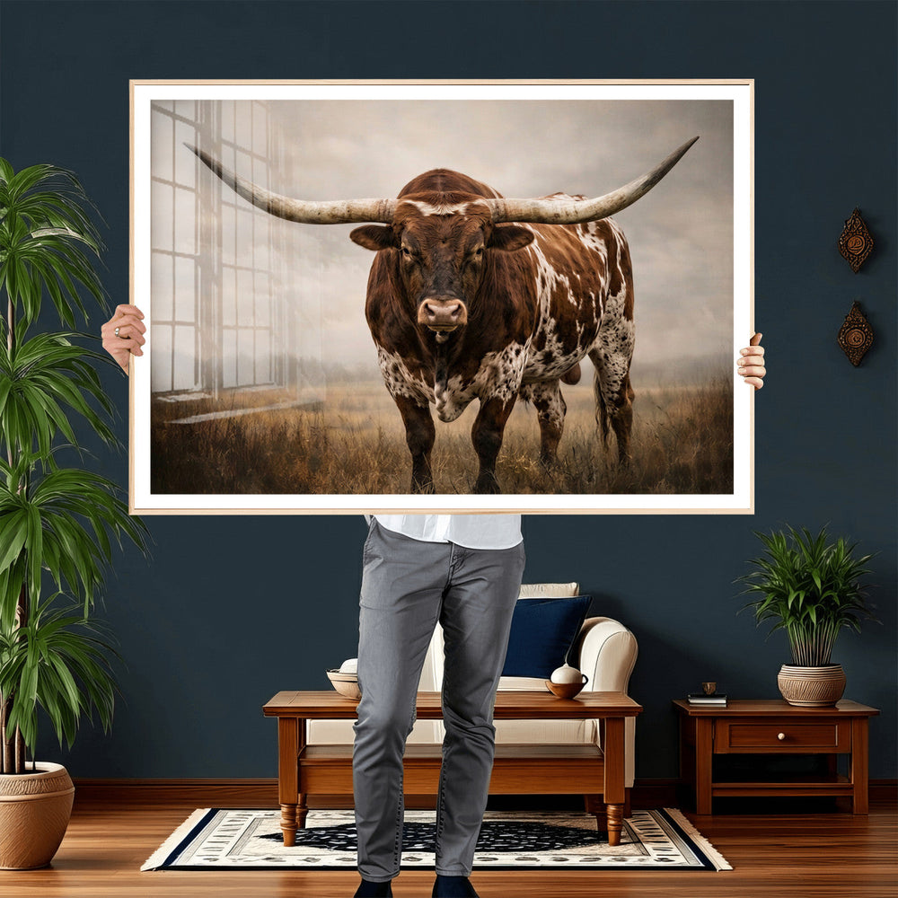Texas Longhorn Canvas Wall Art Western Bull Desert Moody