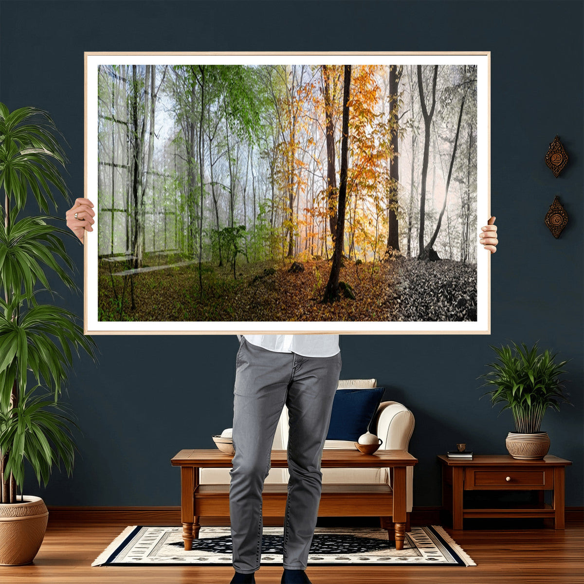 Four Seasons Wall Art Forest Canvas Print – Triptych