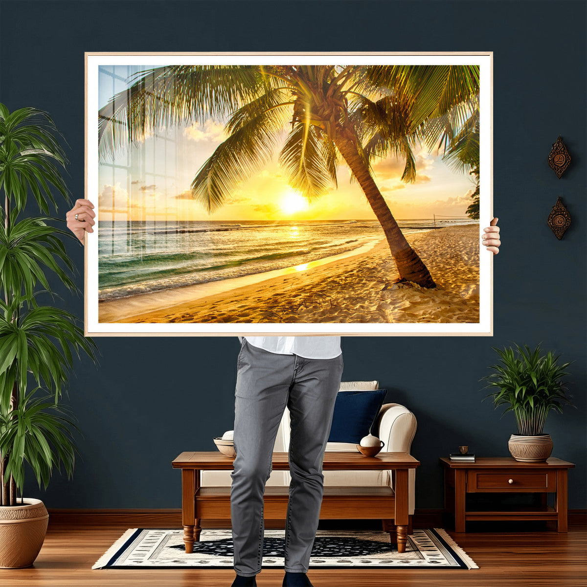 Beach Sunset Canvas Wall Art Print - Tropical Beach Canvas