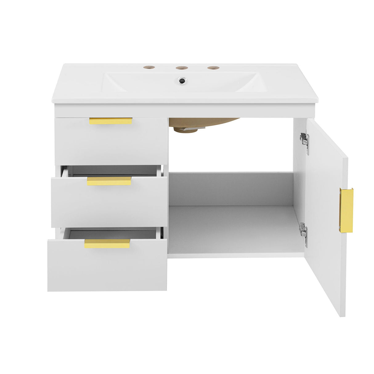 Wall Mounted Bathroom Cabinet With Side Cabinet Combo