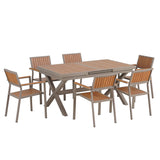 Outdoor Dining Set with Extendable Table and Six Chairs