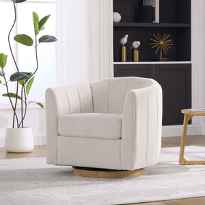 Upholstered Chenille Swivel Barrel Chair
