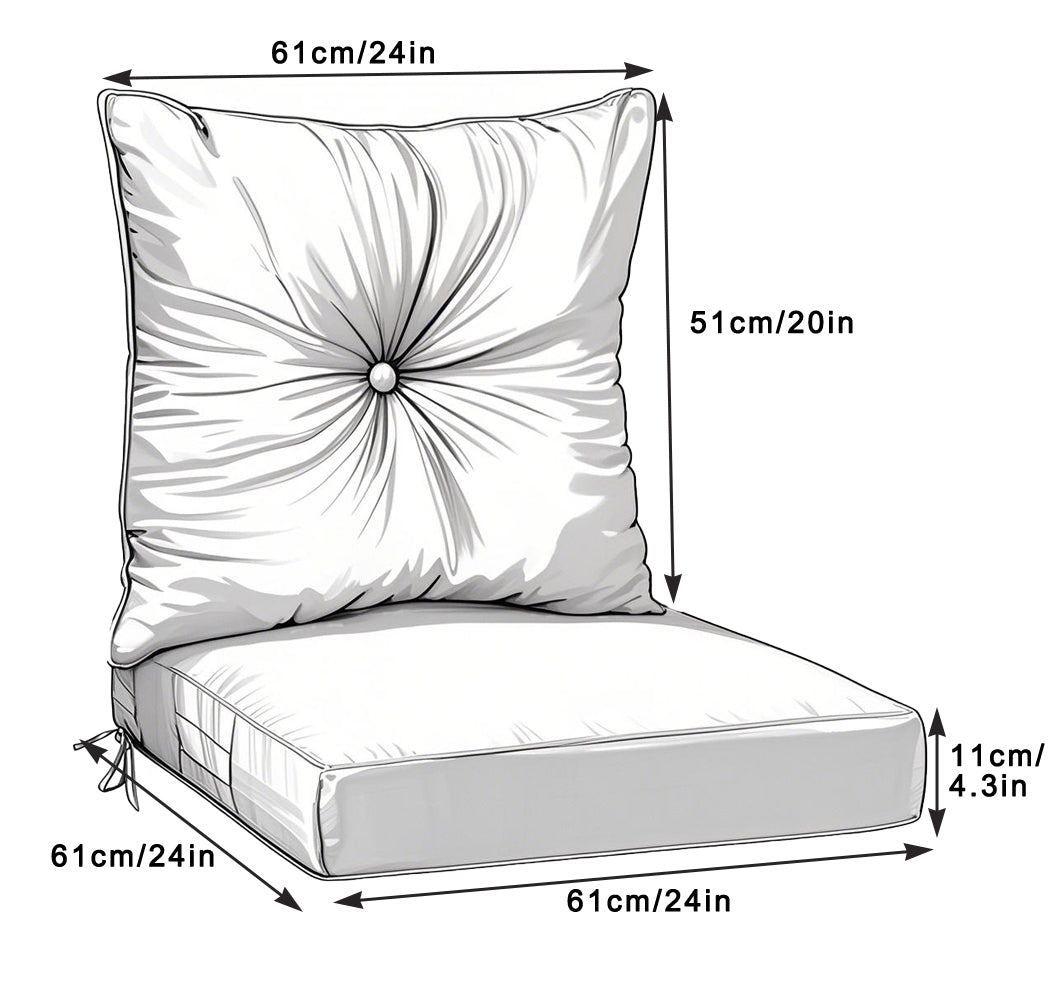 Outdoor Deep Seat Cushions for Patio Furniture, Set of 2