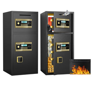 Large Double Door Coin Operated Safe, Digital Security Safe With Fireproof And Waterproof Bag