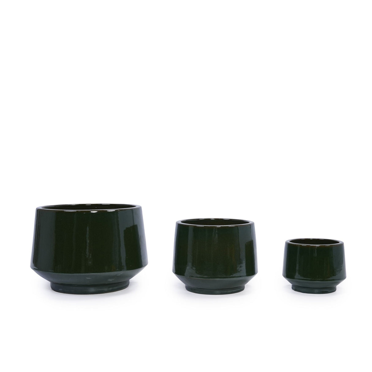 Ceramic Flowerpot Planter For Patio, Garden, Windowsill (Set of 3) - Antique Green