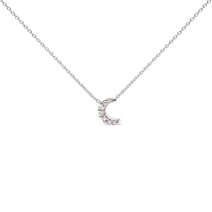 10K White Gold Diamond Accented Crescent Moon Shaped 18" Inch Pendant Necklace (H-I Color, I1-I2 Clarity)