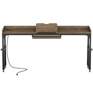 Adjustable Overbed Table With Wheels, Queen Size Mobile Desk - Dark Gray
