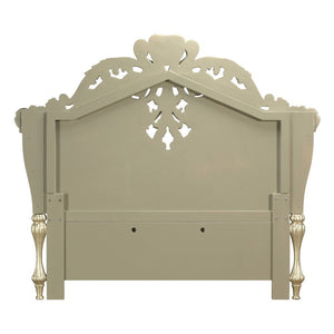 Vatican - Eastern King Bed - Synthetic Leather, Light Gold & Champagne Silver