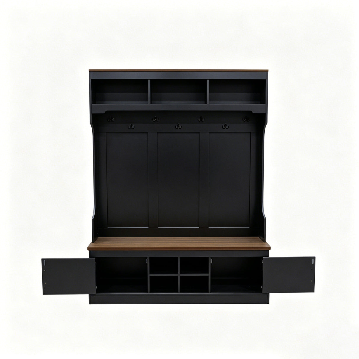 Vibe Haus 71''H Farmhouse Hall Tree with Bench and Shoe Storage