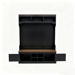 Vibe Haus 71''H Farmhouse Hall Tree with Bench and Shoe Storage