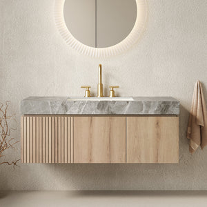 MURI 48" Bathroom Vanity & Sink, Floating Plywood Storage Cabinet