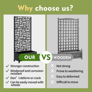 Metal Planter Box with Trellis, 73" x 35" x 16" Raised Garden Bed