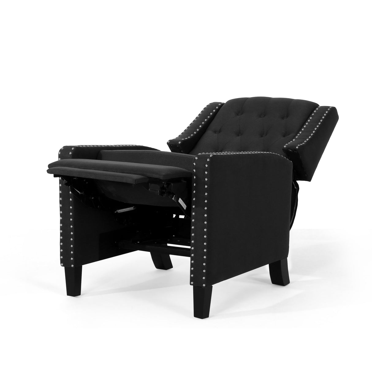 Classic Dark Grey Fabric Push Back Chair with Riveted Armrests