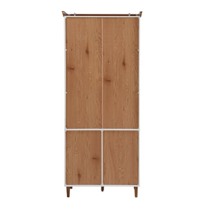 White MDF Display Storage Cabinet with Glass Doors and Adjustable Shelves