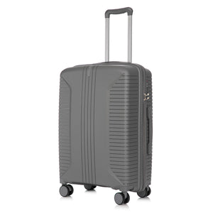 3-Piece PP Spinner Wheel Luggage Set 20'/24'/28' Silver Grey