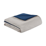 7 Piece Faux Suede Comforter Set Blue California King