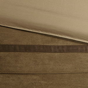 7 PC Faux Suede Comforter Set Natural King