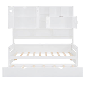 Daybed With All-In-One Cabinet And Shelf