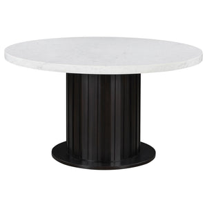 Sherry - 5 Piece Round Dining Table Set With Linen Like Upholstered Chairs - Sand
