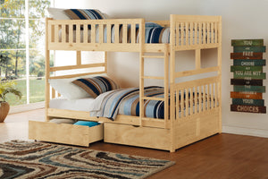 Natural Pine Finish 2pcs Storage Boxes with Caster Wheels