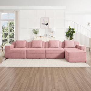 Modular 4 Seat L Shape Sectional Boneless Sofa