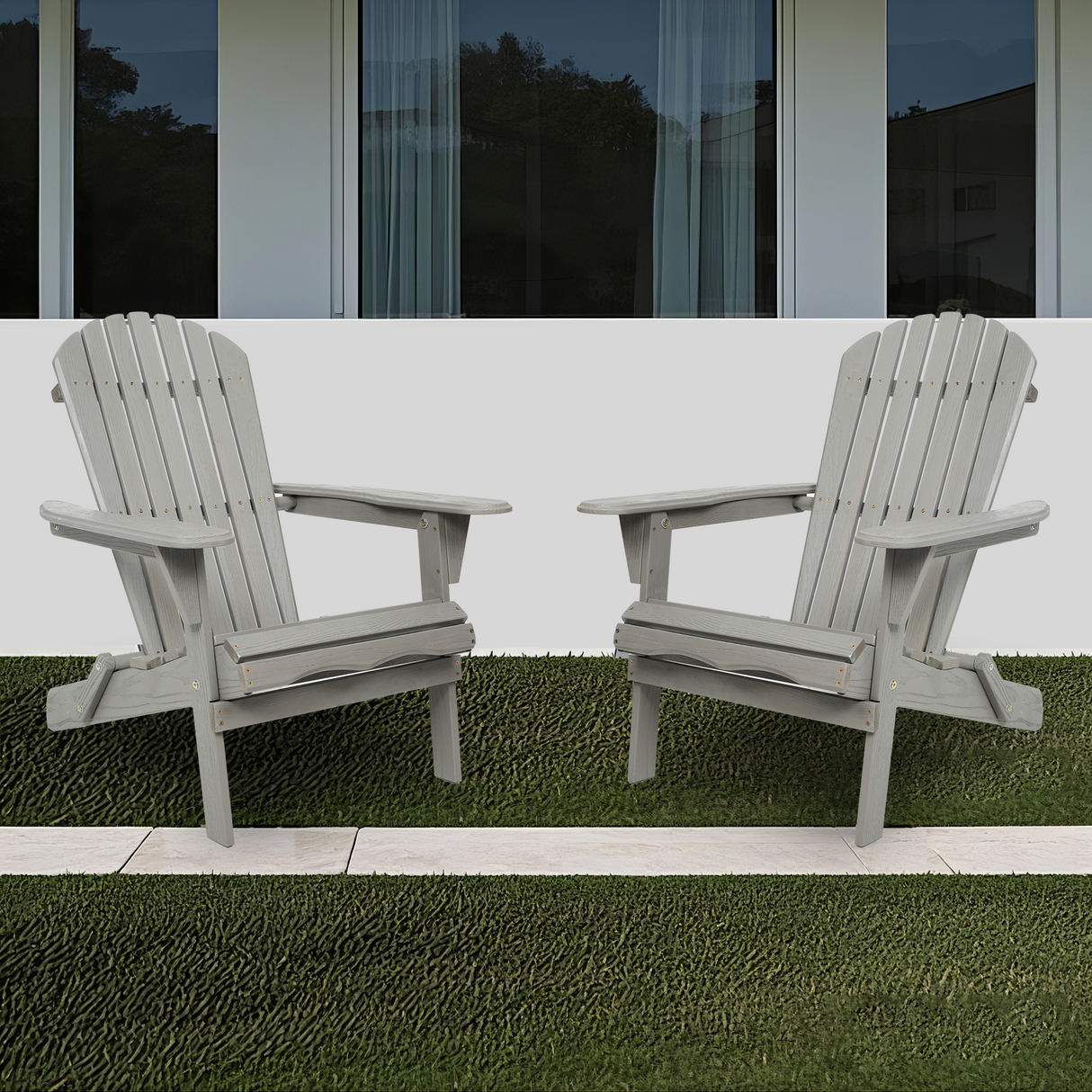Foldable Hemlock Wood Adirondack Chair -Set of 2 Chairs