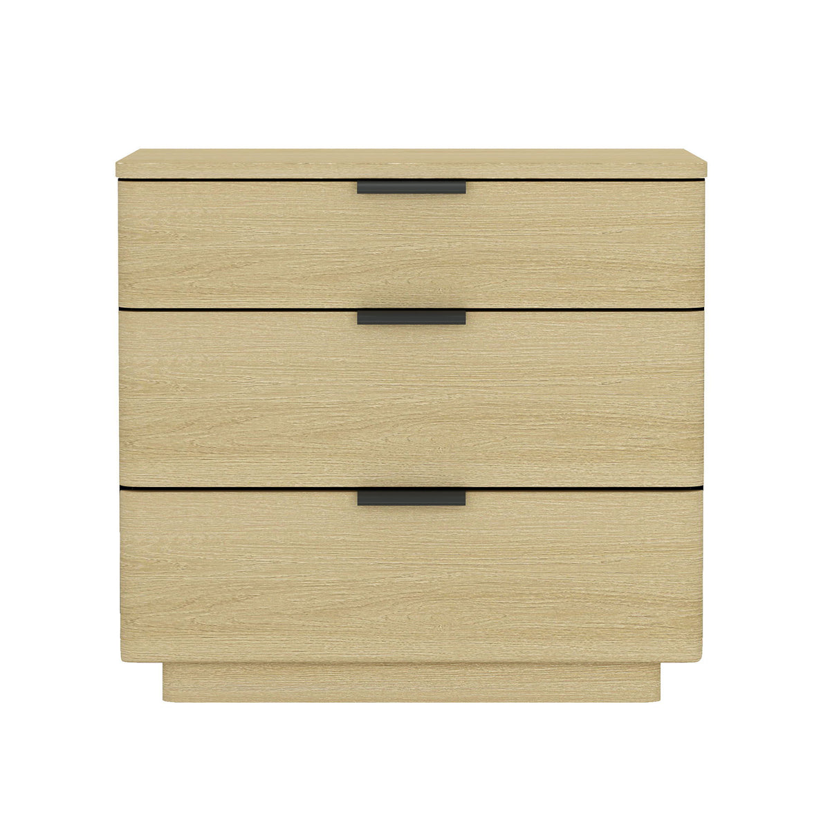 Oak Nightstand with 3 Drawers and Metal Handles - Payton