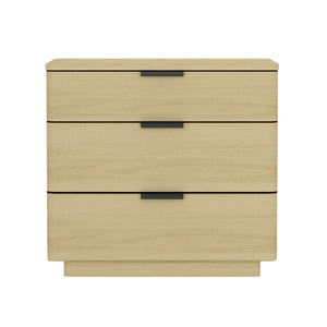 Oak Nightstand with 3 Drawers and Metal Handles - Payton