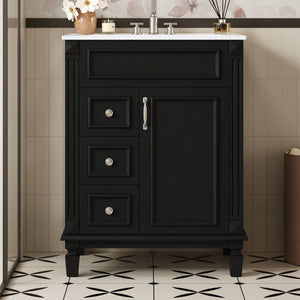 Bathroom Vanity With Sink, Compact Cabinet & 2 Drawers And Adjustable Shelf