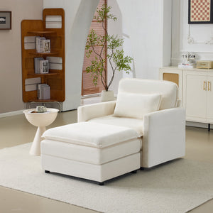 54" Plush Cloud Sofa: Modular Single + Ottoman Sofa with 22"