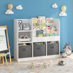 Bookcase and Bookshelf with 3 Collapsible Drawers - Pink or Dark Gray