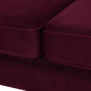 Jack 84" Modern Tuxedo Tufted Sofa, Burgundy Velvet