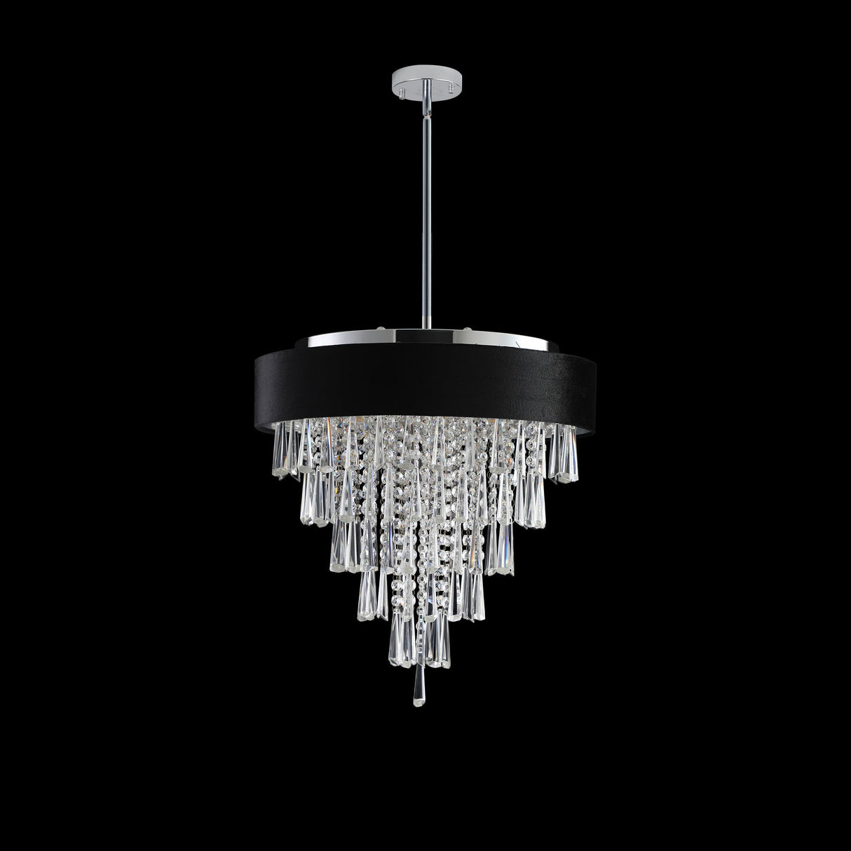 18-inch Modern Crystal Chandelier with Black Velvet Shade
