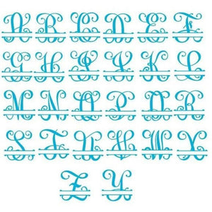16" Unpainted MDF Vine Monogram Split Letter