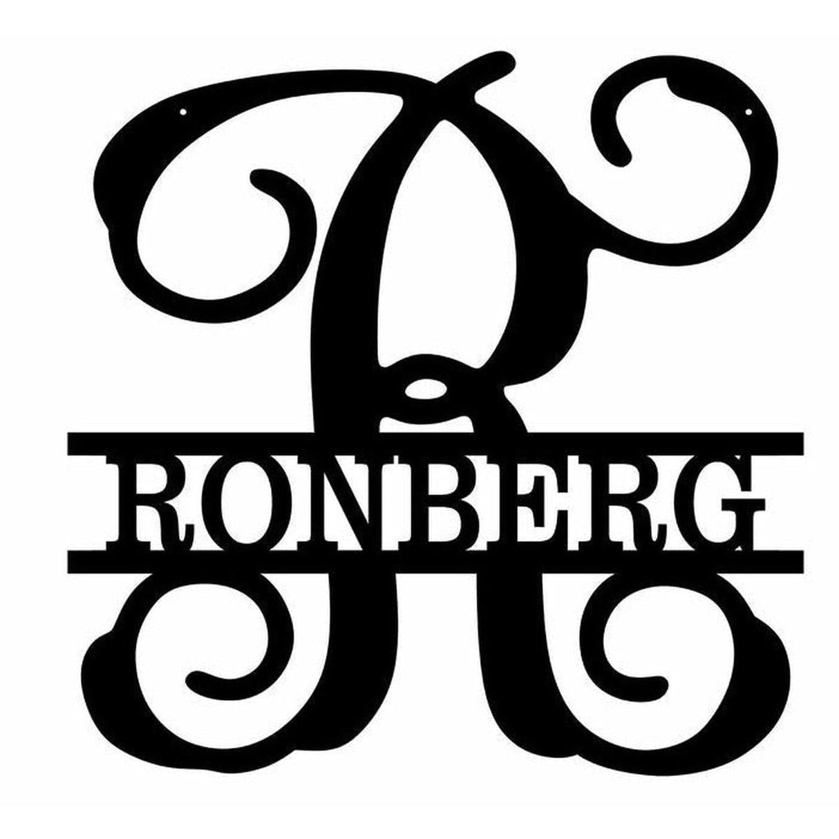 16" Unpainted MDF Vine Monogram Split Letter