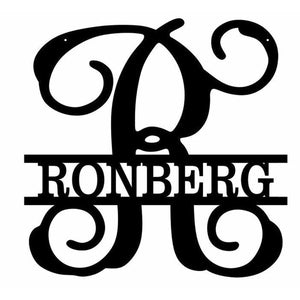 16" Unpainted MDF Vine Monogram Split Letter