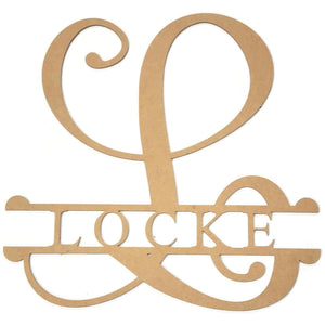 16" Unpainted MDF Vine Monogram Split Letter