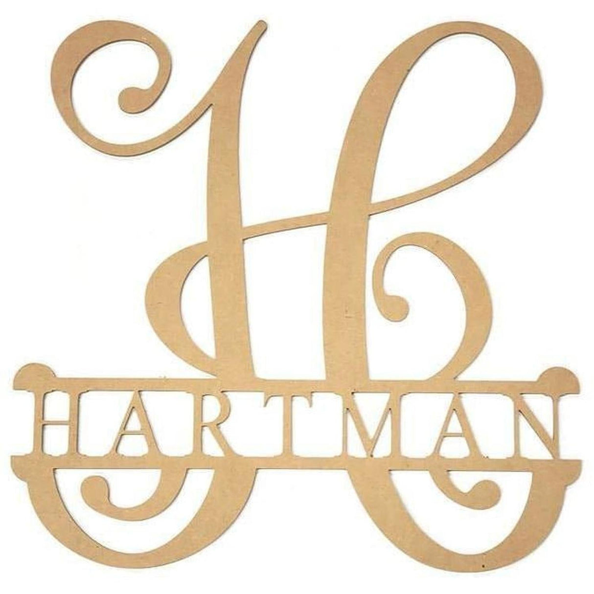 16" Unpainted MDF Vine Monogram Split Letter