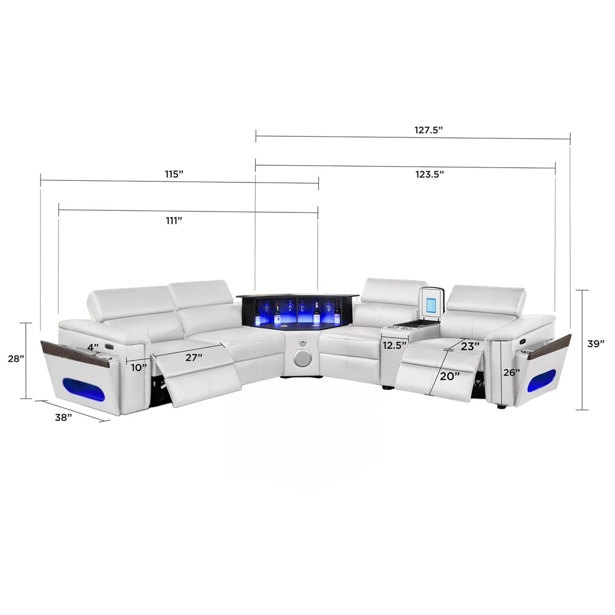 Nova - Sectional With Bluetooth Speaker, LED And Lifting Wine Cabinet